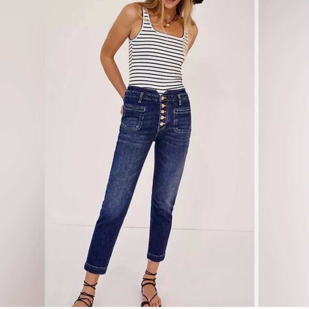 Anthropologie Pilcro and the Letterpress High Rise Slim Utility Jeans 28 petite